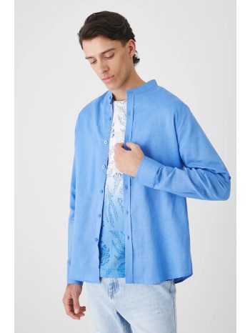 πουκάμισο medicine χρώμα μπλε 55% λινό, 45% βαμβάκι πλύση