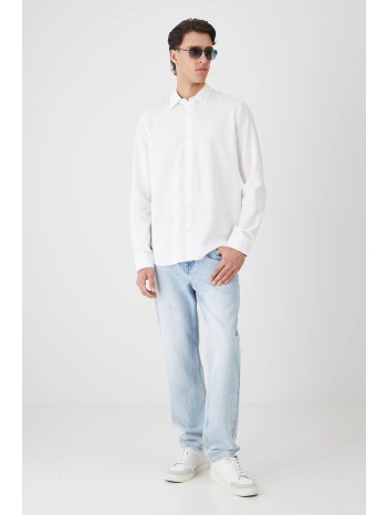 πουκάμισο medicine χρώμα άσπρο 55% λινό, 45% βαμβάκι πλύση
