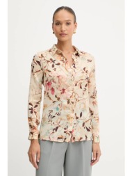 πουκάμισο guess clouis χρώμα: μπεζ, w5yh0x wdw82 100% πολυεστέρας