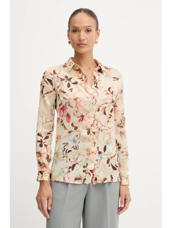 πουκάμισο guess clouis χρώμα μπεζ, w5yh0x wdw82 100%