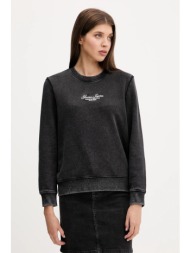 βαμβακερή μπλούζα guess jeans γυναικεία, χρώμα: μαύρο, w5yq28 kcpr1 100% βαμβάκι