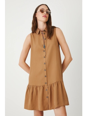 φόρεμα medicine χρώμα καφέ 100% lyocell πλύσιμο στο