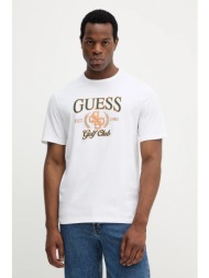 βαμβακερό μπλουζάκι guess ανδρικό, χρώμα: άσπρο, m5yi69 kbw41 100% βαμβάκι