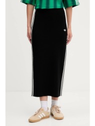 φούστα adidas originals 3-stripes χρώμα: μαύρο, jw2661 72% βισκόζη, 28% πολυεστέρας