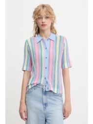 πουκάμισο stine goya χρώμα: μπλε, sg-pf25-k038-2100 65% βισκόζη, 35% νάιλον