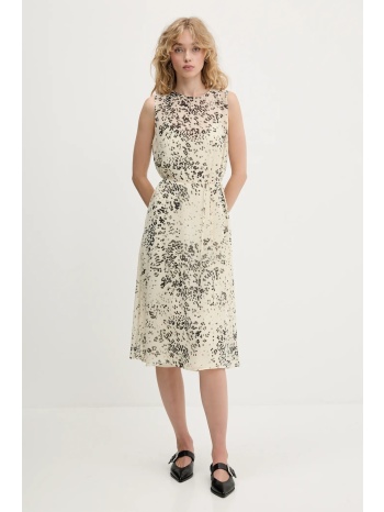 φόρεμα calvin klein χρώμα μπεζ, lv144c043g 100% πολυεστέρας