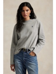 βαμβακερή μπλούζα με μακριά μανίκια polo ralph lauren χρώμα: γκρι, 211967105 100% βαμβάκι