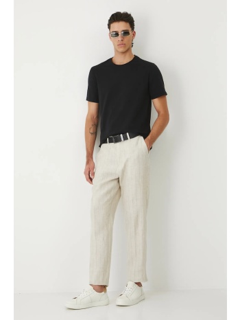 λινό παντελόνι medicine χρώμα μπεζ κύριο υλικό 100%