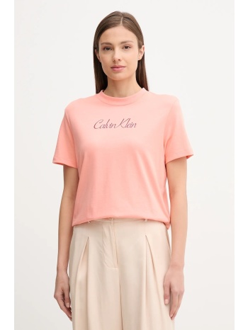 βαμβακερό μπλουζάκι calvin klein jeans χρώμα ροζ