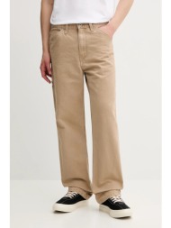 βαμβακερό παντελόνι levi`s ανδρικό, χρώμα: μπεζ, 55849 100% βαμβάκι