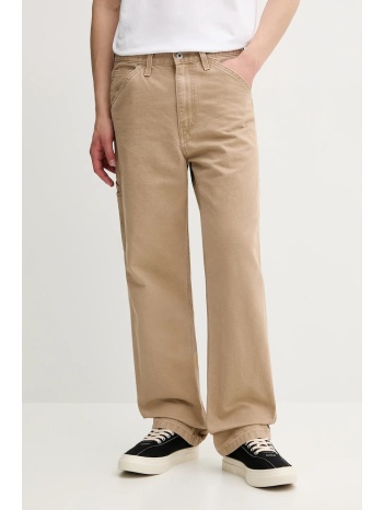 βαμβακερό παντελόνι levi`s ανδρικό, χρώμα μπεζ, 55849 100%