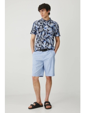 λινό σορτς medicine χρώμα μπλε κύριο υλικό 43% λινό, 36%