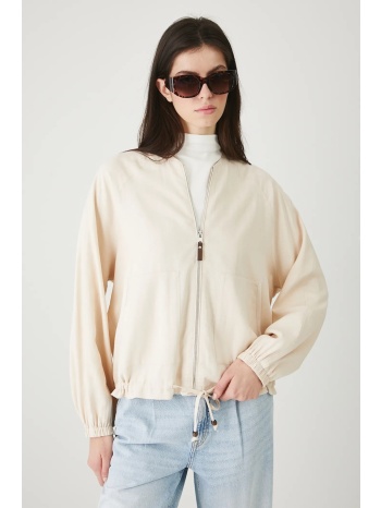 λινό μπουφάν bomber medicine χρώμα μπεζ κύριο υλικό 55%