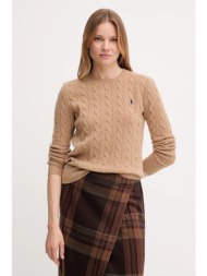 πουλόβερ polo ralph lauren χρώμα: μπεζ, 211971865 80% βαμβάκι, 20% κασμίρι