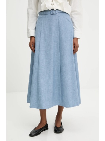 φούστα answear.lab χρώμα μπλε κύριο υλικό 64%