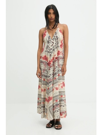 βαμβακερό φόρεμα answear.lab χρώμα μπεζ 100% βαμβάκι