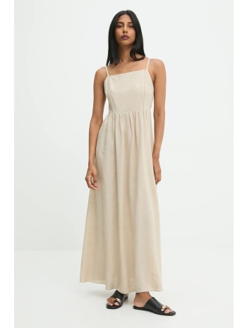 φόρεμα με λινό answear.lab χρώμα μπεζ 70% βισκόζη, 30% λινό