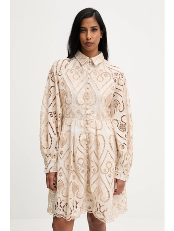 βαμβακερό φόρεμα answear.lab χρώμα μπεζ 100% βαμβάκι