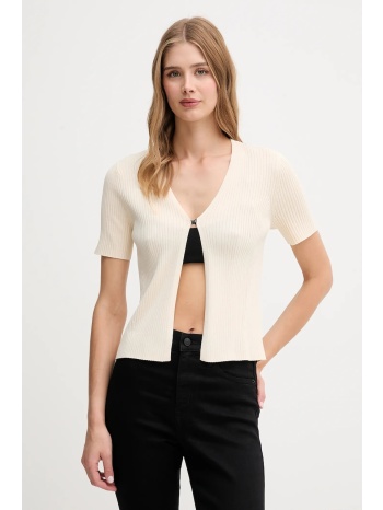πλεκτή ζακέτα dkny χρώμα μπεζ, p52xax02 55% πολυεστέρας