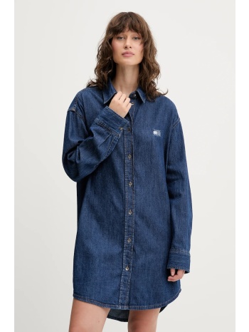 φόρεμα τζιν tommy jeans χρώμα μπλε, dw0dw21420 100% βαμβάκι