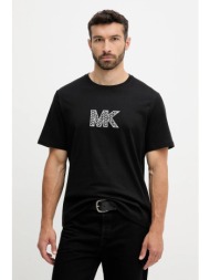 βαμβακερό μπλουζάκι michael kors ανδρικό, χρώμα: μαύρο, ct552ln1v2 100% βαμβάκι