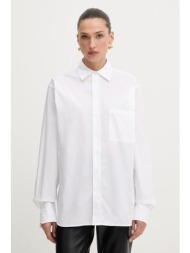 βαμβακερό πουκάμισο boss χρώμα: άσπρο, 50543800 100% βαμβάκι