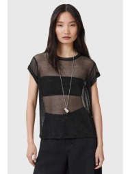 μπλουζάκι allsaints thea χρώμα: μαύρο, w207jc 65% βισκόζη, 33% μεταλλικές ίνες, 2% ελαστάν