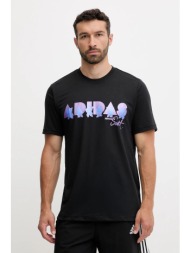 t-shirt προπόνησης adidas performance pride ανδρικό, χρώμα: μαύρο, jl7620 70% πολυεστέρας, 30% ρεγιό