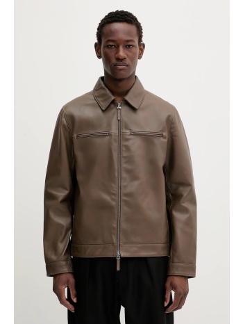 δερμάτινο μπουφάν calvin klein χρώμα καφέ, lv04lb901g