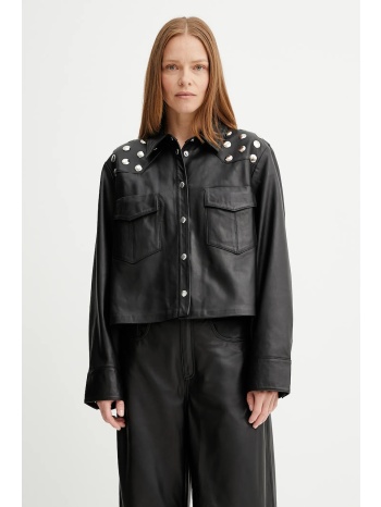 δερμάτινο μπουφάν gestuz χρώμα μαύρο, 10910464 100% φυσικό