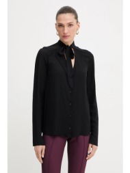 πουκάμισο patrizia pepe χρώμα: μαύρο, 8c0785 a8i1 100% βισκόζη