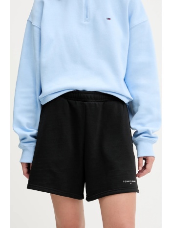 σορτς tommy jeans χρώμα μαύρο, dw0dw21152 80% βαμβάκι, 20%