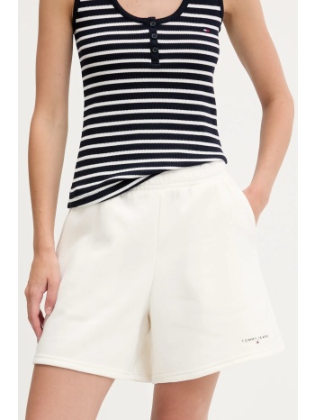 σορτς tommy jeans χρώμα μπεζ, dw0dw21152 80% βαμβάκι, 20%
