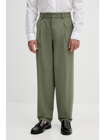παντελόνι από μείγμα μαλλιού boss ανδρικό, χρώμα πράσινο