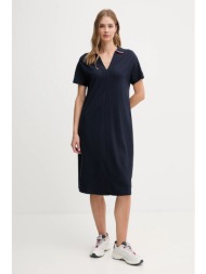 φόρεμα tommy hilfiger χρώμα: ναυτικό μπλε, ww0ww46464 65% lyocell, 32% βαμβάκι, 3% ελαστάν