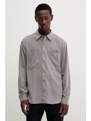 πουκάμισο calvin klein χρώμα γκρι, lv04lc109g 100% lyocell