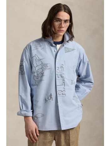 πουκάμισο polo ralph lauren χρώμα μπλε, 710972188 100%