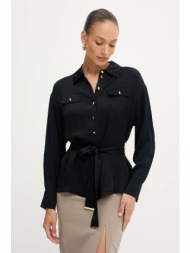 πουκάμισο marciano guess anita χρώμα: μαύρο, 5ygh13 7356a 100% βισκόζη