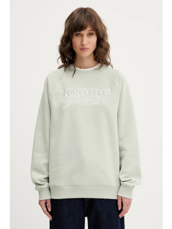 μπλούζα tommy jeans χρώμα πράσινο, dw0dw21196 κύριο υλικό