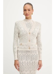 πλεκτή ζακέτα marciano guess billie χρώμα: μπεζ, 5ygr06 5877z 87% βισκόζη, 12% πολυαμίδιο, 1% ελαστά