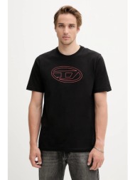 βαμβακερό μπλουζάκι diesel t-adjust-bigoval ανδρικό, χρώμα: μαύρο, a17402.0njbm 100% βαμβάκι