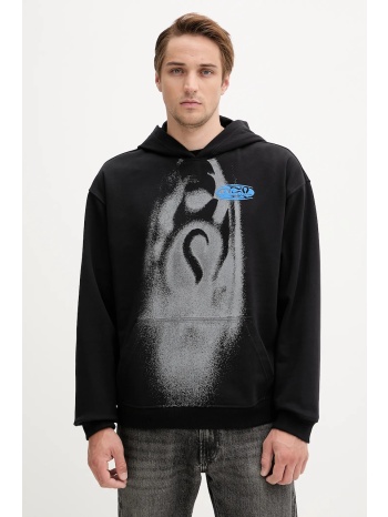 μπλούζα diesel s-boxt-hood-t3 χρώμα μαύρο, με κουκούλα