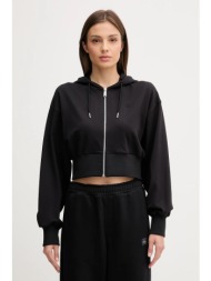 μπλούζα calvin klein jeans χρώμα: μαύρο, με κουκούλα, lv047c247g 66% βισκόζη, 30% πολυαμίδιο, 4% ελα