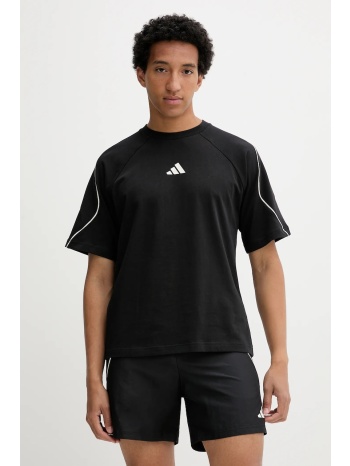 βαμβακερό μπλουζάκι adidas stadium ανδρικό, χρώμα μαύρο
