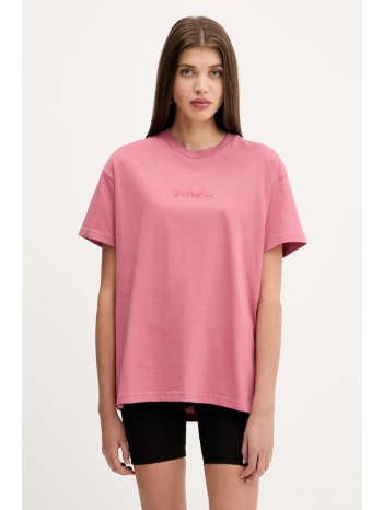 βαμβακερό μπλουζάκι vans χρώμα ροζ, vn000ranzry1 100%