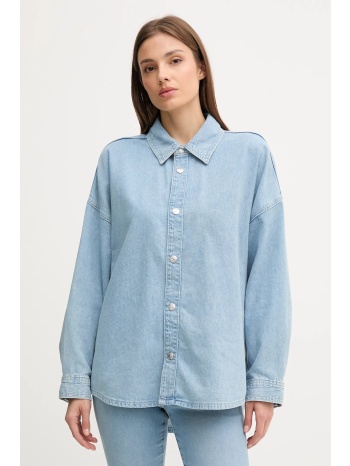 τζιν πουκάμισο calvin klein jeans χρώμα μπλε, lv047c709g