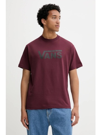 βαμβακερό μπλουζάκι vans ανδρικό, χρώμα μπορντό