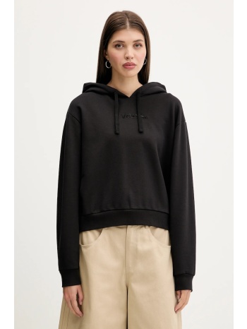 βαμβακερή μπλούζα vans γυναικεία, χρώμα μαύρο, με