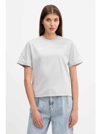 βαμβακερό μπλουζάκι adidas x mercedes χρώμα γκρι, jw3482