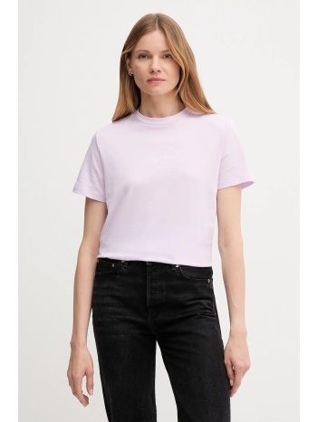 βαμβακερό μπλουζάκι calvin klein jeans χρώμα μοβ